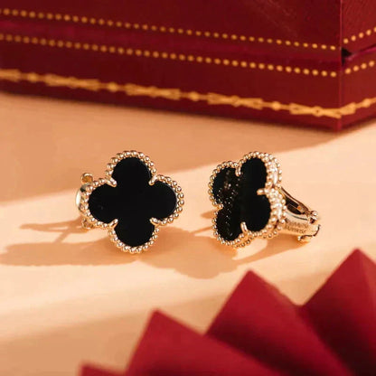 [Liorra]CLOVER MEDIUM 1 MOTIFS  ONYX STUD EARRINGS