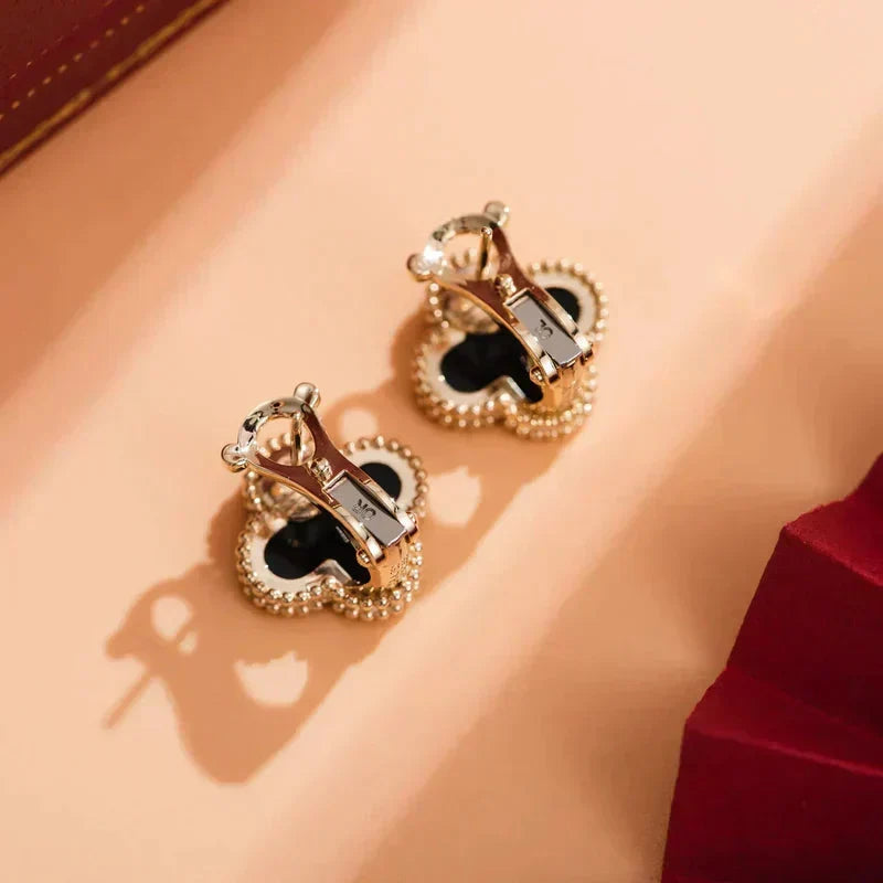 [Liorra]CLOVER MEDIUM 1 MOTIFS  ONYX STUD EARRINGS