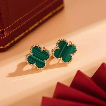 [Liorra]CLOVER MEDIUM 1 MOTIFS MALACHITE  EARRINGS