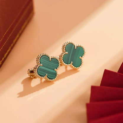 [Liorra]CLOVER MEDIUM 1 MOTIFS MALACHITE  EARRINGS