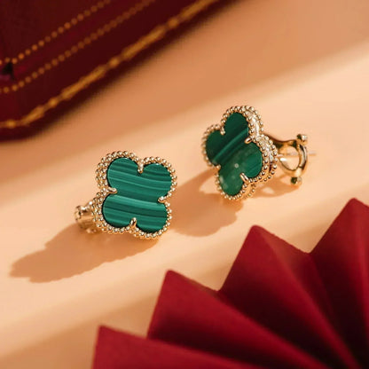 [Liorra]CLOVER MEDIUM 1 MOTIFS MALACHITE  EARRINGS