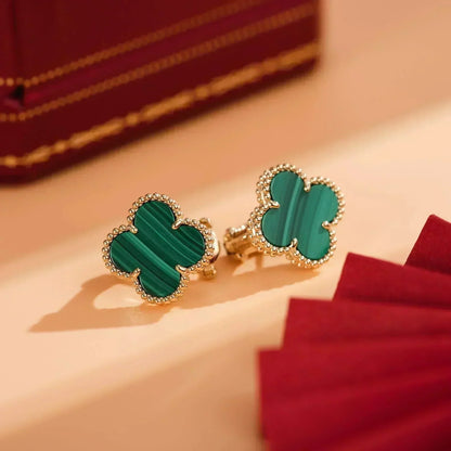 [Liorra]CLOVER MEDIUM 1 MOTIFS MALACHITE  EARRINGS