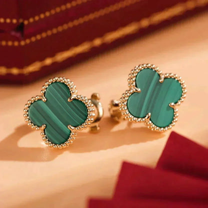 [Liorra]CLOVER MEDIUM 1 MOTIFS MALACHITE  EARRINGS