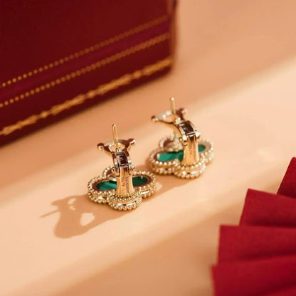 [Liorra]CLOVER MEDIUM 1 MOTIFS MALACHITE  EARRINGS