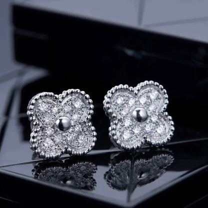[Liorra]CLOVER 1 MOTIFS DIAMOND STUD EARRINGS SILVER