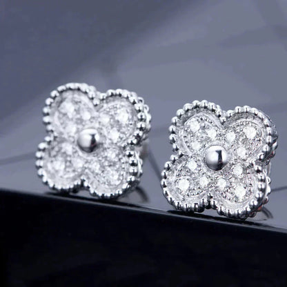 [Liorra]CLOVER 1 MOTIFS DIAMOND STUD EARRINGS SILVER