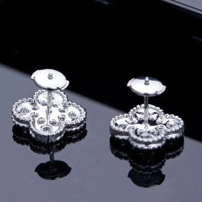 [Liorra]CLOVER 1 MOTIFS DIAMOND STUD EARRINGS SILVER
