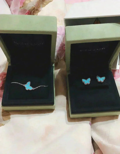 [Liorra]BUTTERFLY TURQUOISE EARRINGS SILVER