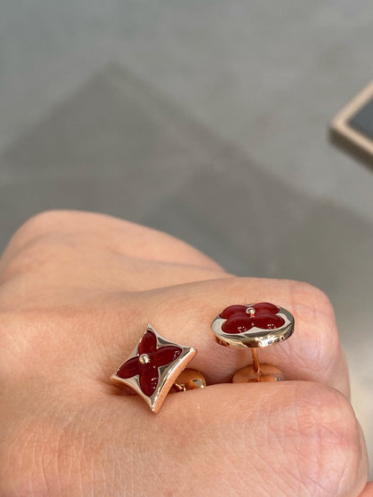 [Liorra]STAR AND SUN PINK GOLD CARNELIAN STUD EARRINGS