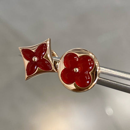 [Liorra]STAR AND SUN PINK GOLD CARNELIAN STUD EARRINGS
