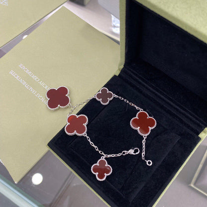 [Liorra]CLOVER 5 MOTIFS SIVLER CARNELIAN BRACELET