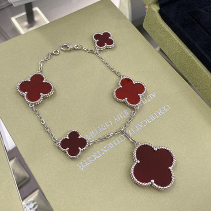 [Liorra]CLOVER 5 MOTIFS SIVLER CARNELIAN BRACELET