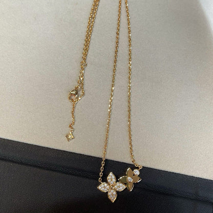 [Liorra]STAR BLOSSOM NECKLACE PINK GOLD DIAMONDS