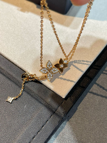 [Liorra]STAR BLOSSOM NECKLACE PINK GOLD DIAMONDS
