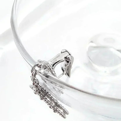 [Liorra]CLOVER 2 MOTIFS  DIAMOND ONYX EARRINGS SILVER