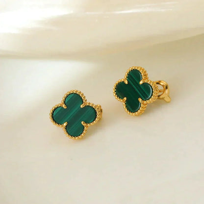 [Liorra]CLOVER MEDIUM 1 MOTIFS MALACHITE  EARRINGS