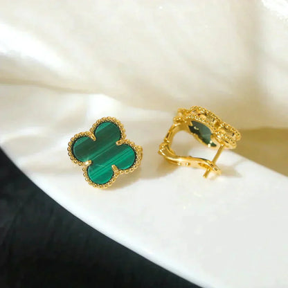 [Liorra]CLOVER MEDIUM 1 MOTIFS MALACHITE  EARRINGS