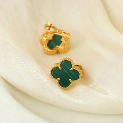 [Liorra]CLOVER MEDIUM 1 MOTIFS MALACHITE  EARRINGS