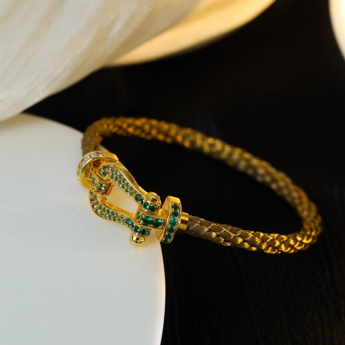 [Liorra]FORCE 10 GOLD GREEN DIAMOND PAVED