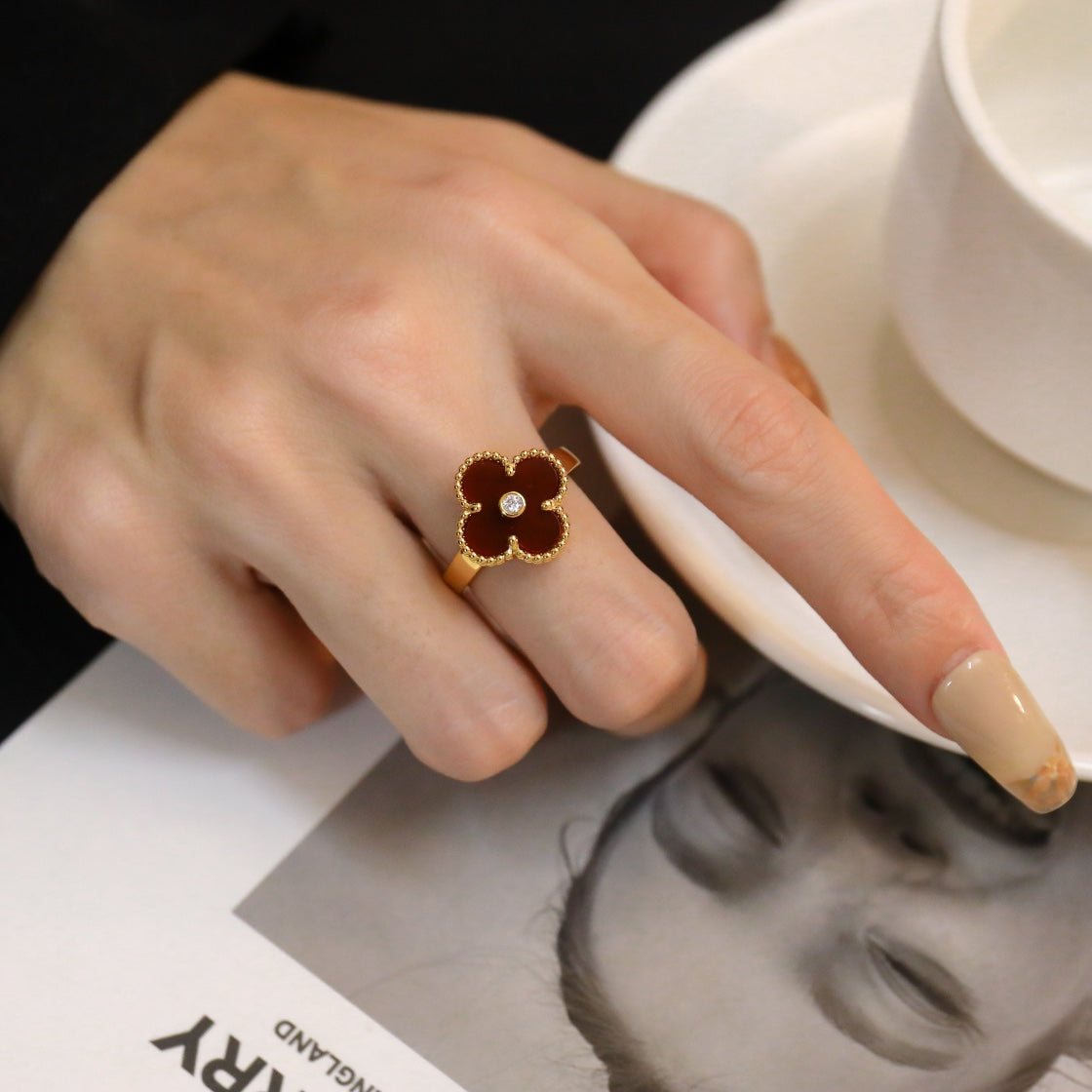 [Liorra]CLOVER CARNELIAN RING Liorra GOLD DIAMOND