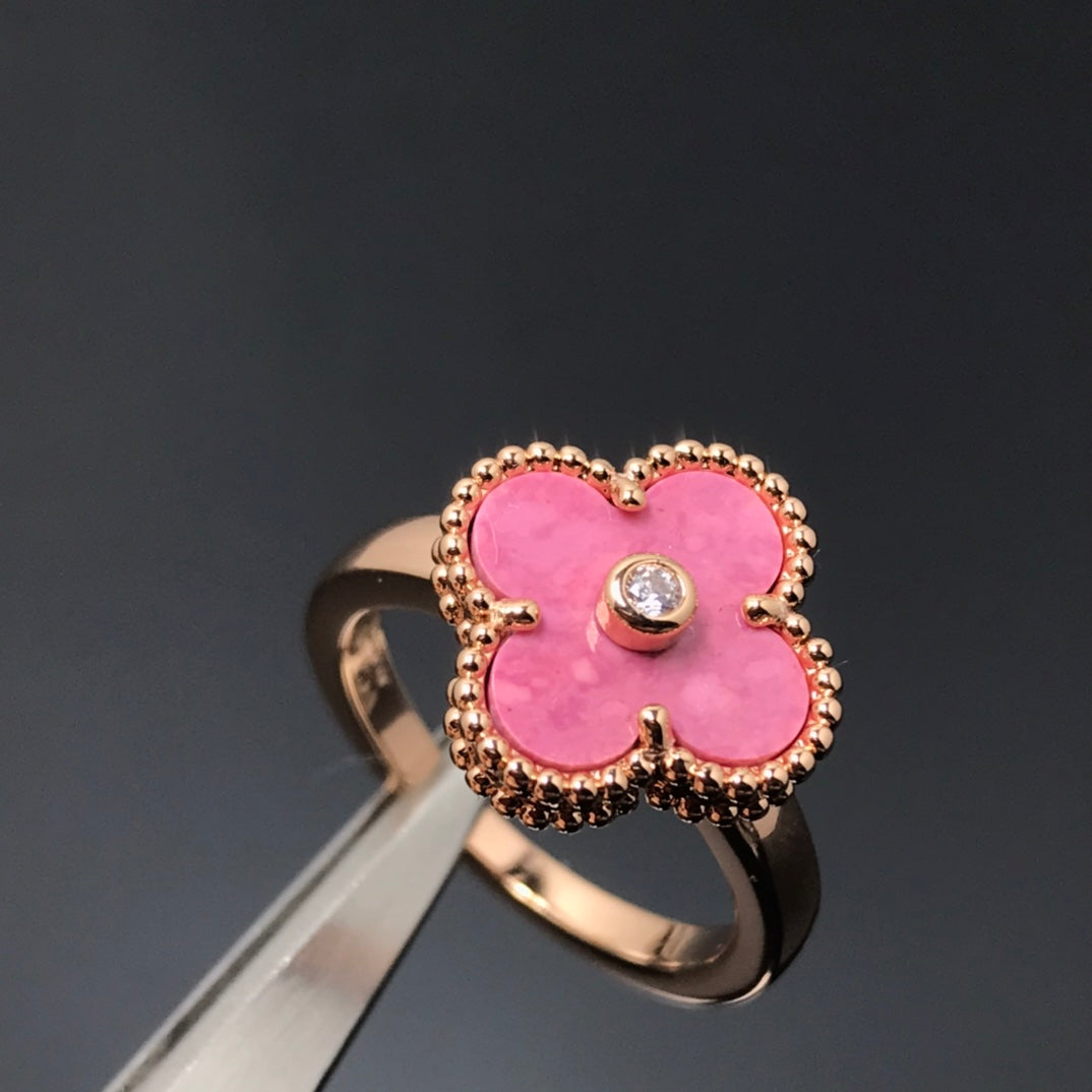 [Liorra]CLOVER RHODONITE Liorra GOLD RING
