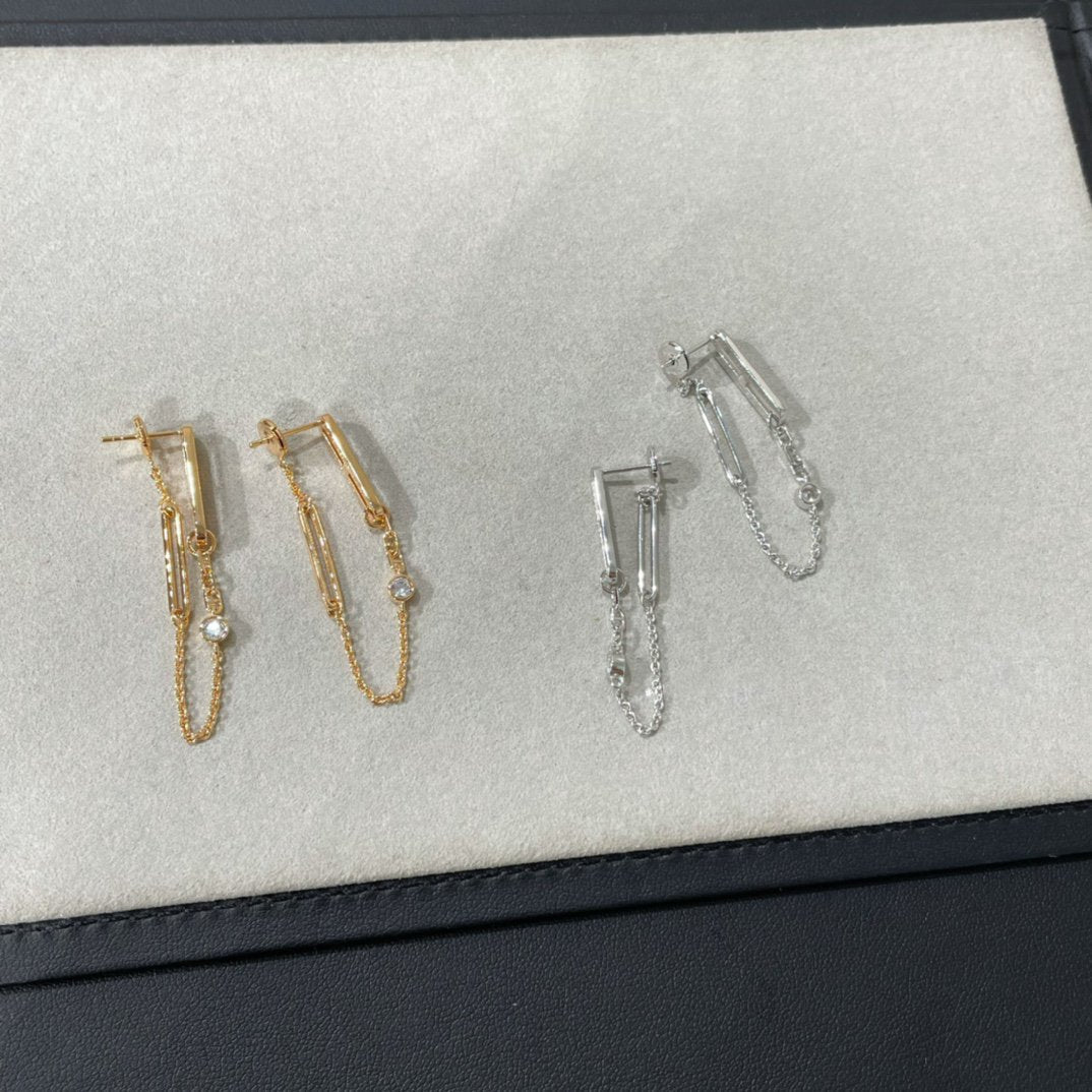 [Liorra]CHAINE CHAOS DIAMOND DROP EARRINGS