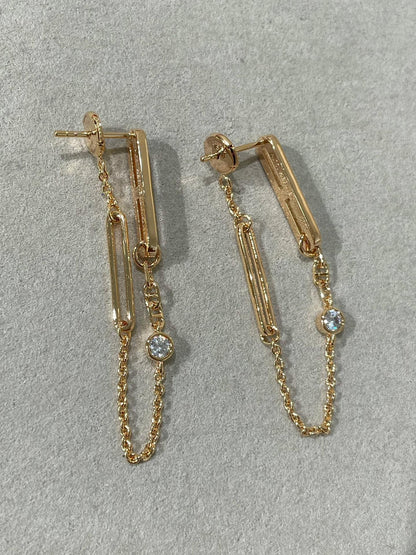 [Liorra]CHAINE CHAOS DIAMOND DROP EARRINGS