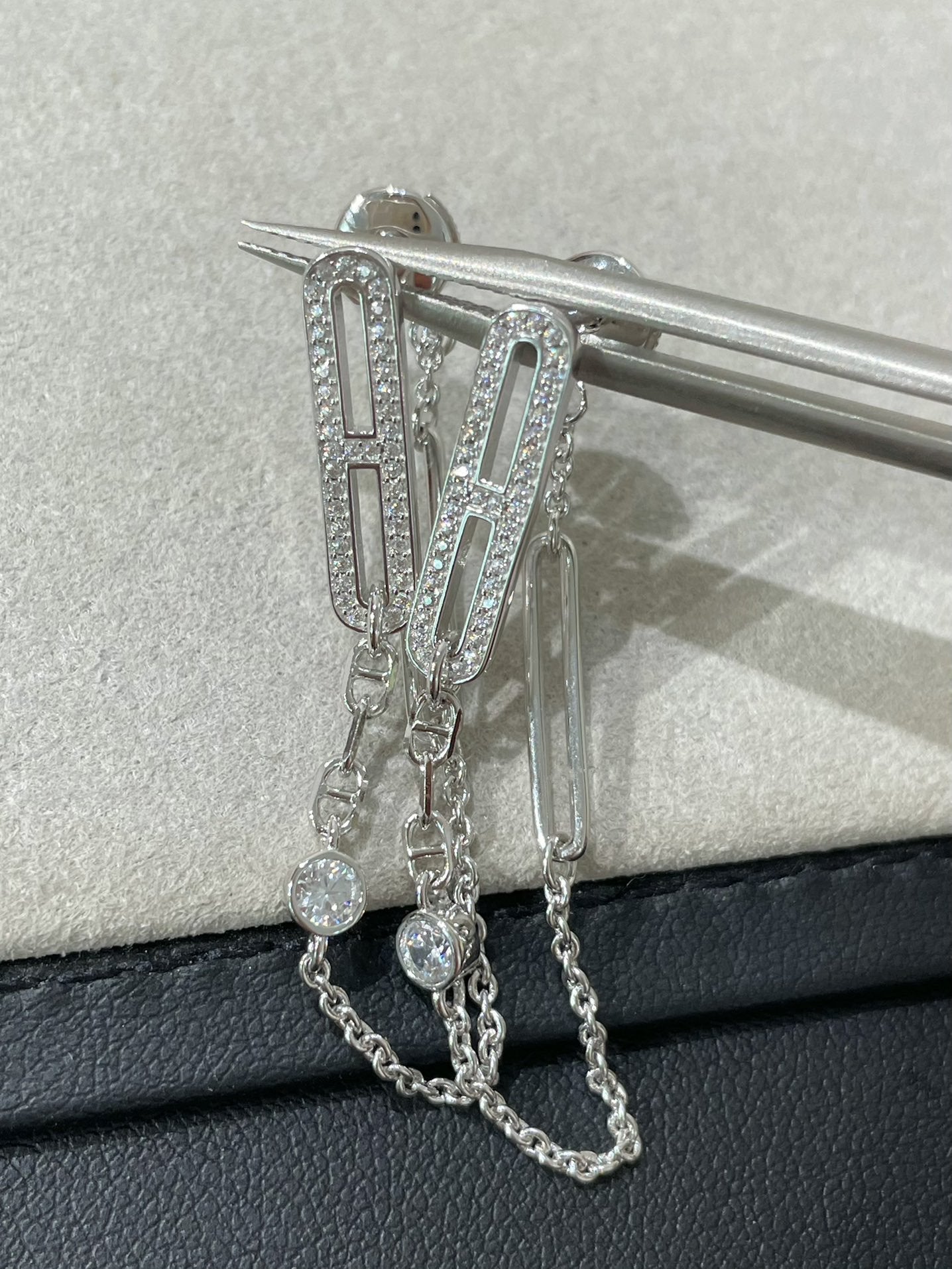 [Liorra]CHAINE CHAOS DIAMOND DROP EARRINGS