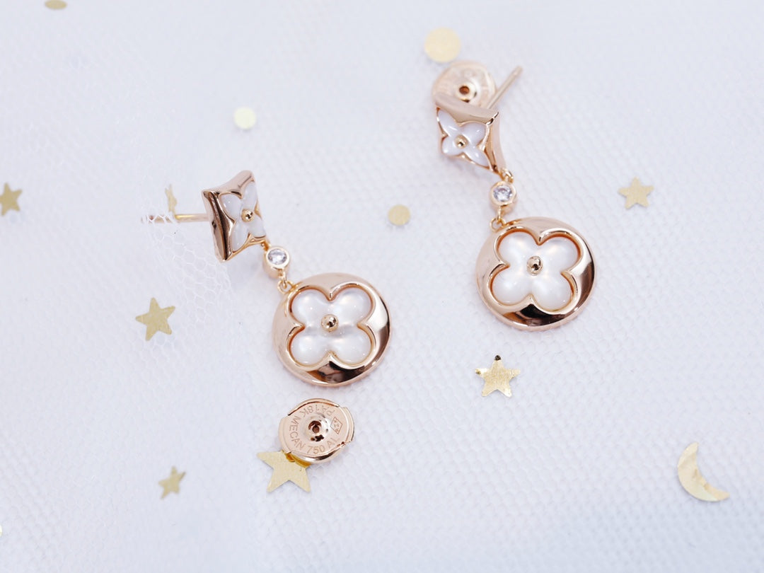 [Liorra]STAR AND SUN PINK GOLD MOP DROP EARRINGS