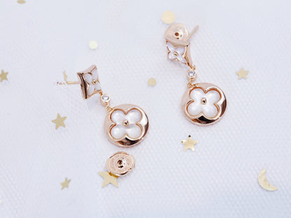 [Liorra]STAR AND SUN PINK GOLD MOP DROP EARRINGS