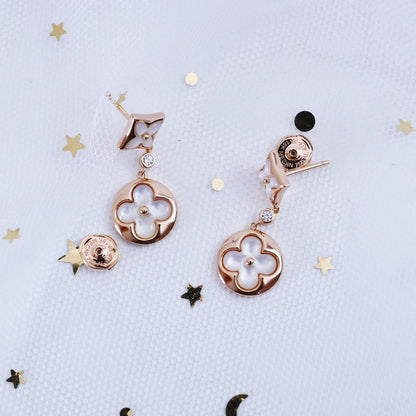 [Liorra]STAR AND SUN PINK GOLD MOP DROP EARRINGS