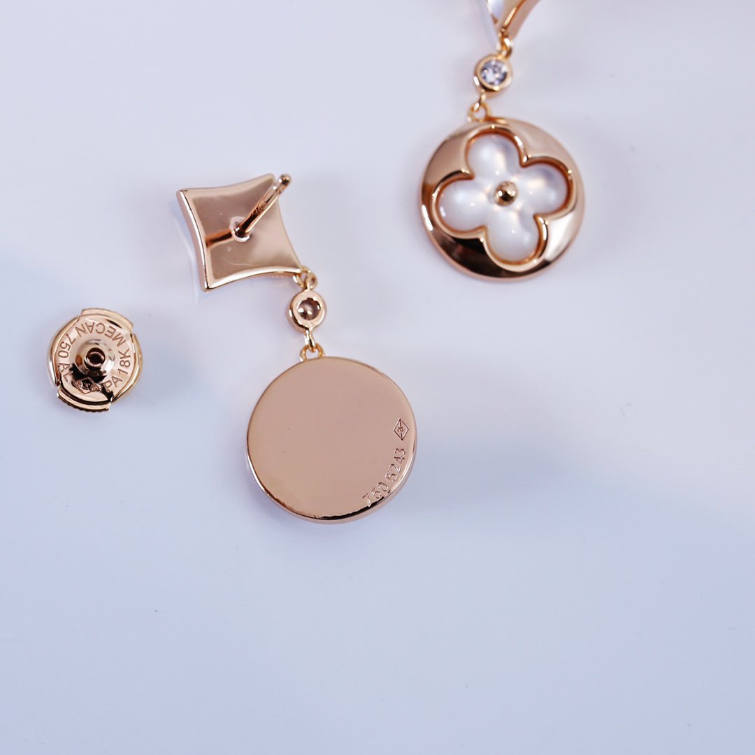 [Liorra]STAR AND SUN PINK GOLD MOP DROP EARRINGS