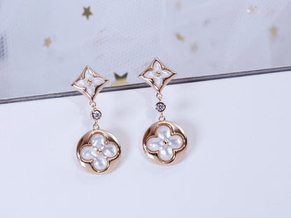 [Liorra]STAR AND SUN PINK GOLD MOP DROP EARRINGS