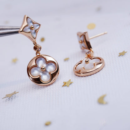 [Liorra]STAR AND SUN PINK GOLD MOP DROP EARRINGS