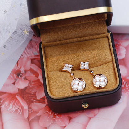 [Liorra]STAR AND SUN PINK GOLD MOP DROP EARRINGS