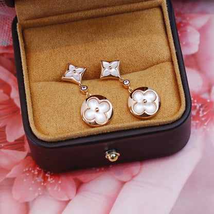 [Liorra]STAR AND SUN PINK GOLD MOP DROP EARRINGS