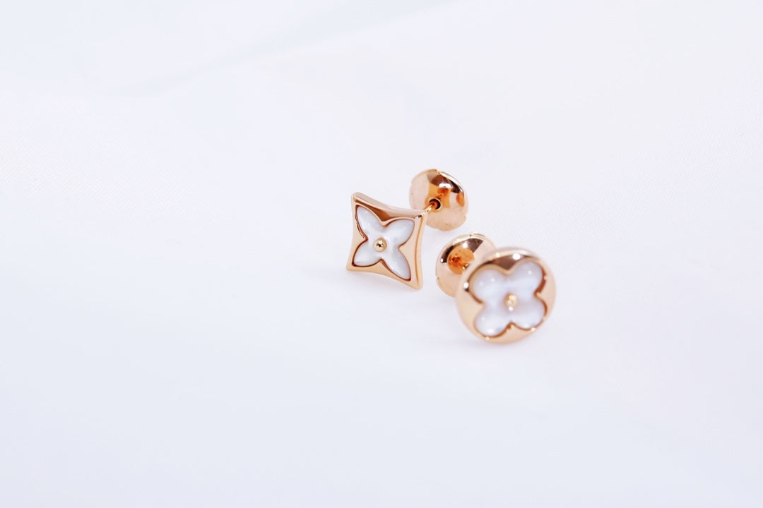 [Liorra]STAR AND SUN PINK GOLD MOP STUD EARRINGS