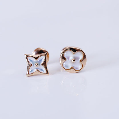 [Liorra]STAR AND SUN PINK GOLD MOP STUD EARRINGS