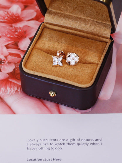 [Liorra]STAR AND SUN PINK GOLD MOP STUD EARRINGS