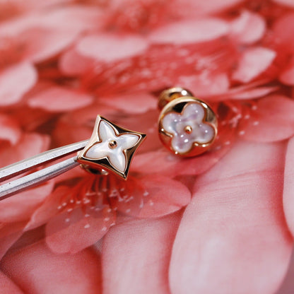 [Liorra]STAR AND SUN PINK GOLD MOP STUD EARRINGS