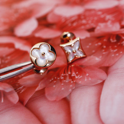 [Liorra]STAR AND SUN PINK GOLD MOP STUD EARRINGS