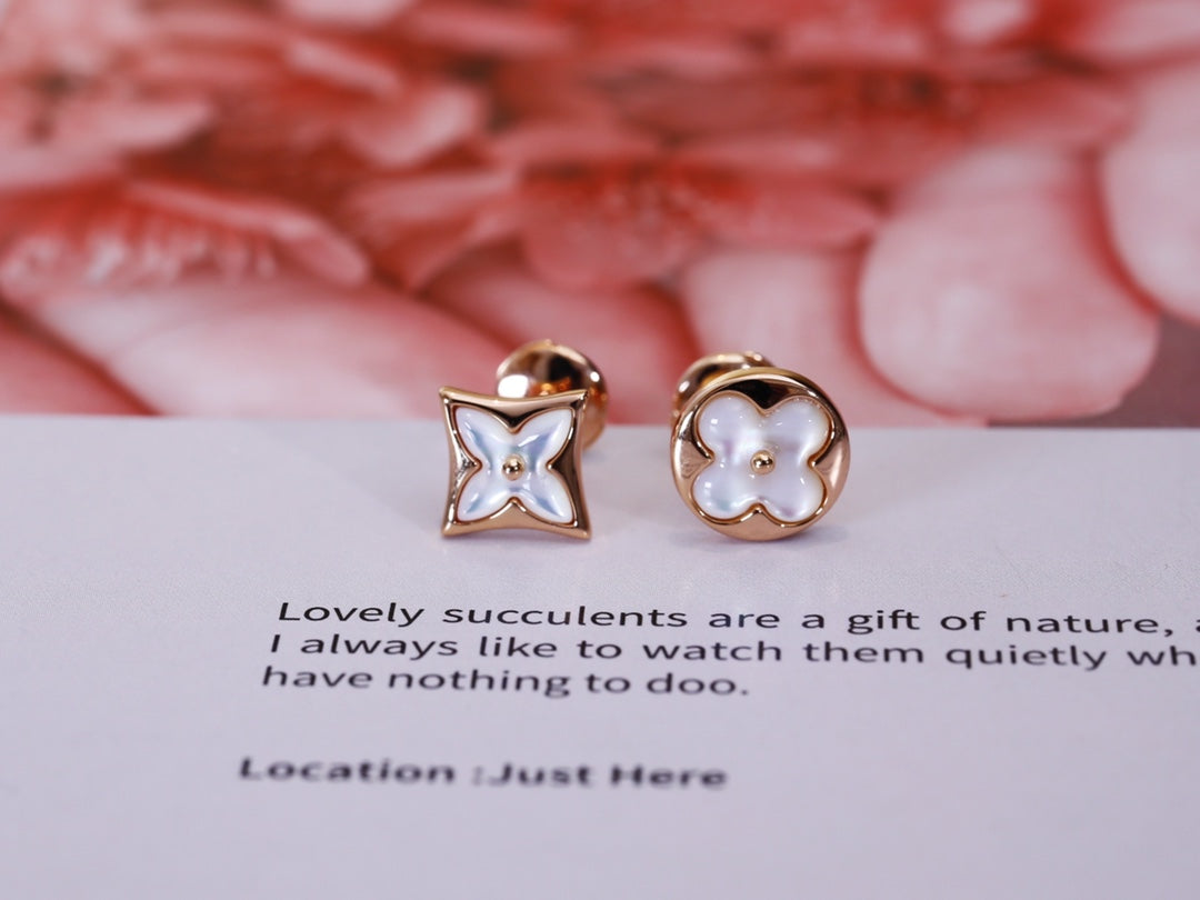 [Liorra]STAR AND SUN PINK GOLD MOP STUD EARRINGS