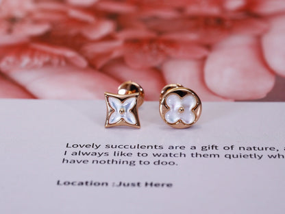 [Liorra]STAR AND SUN PINK GOLD MOP STUD EARRINGS