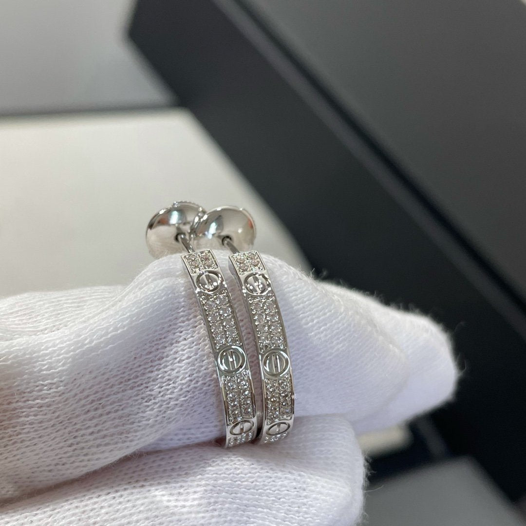 [Liorra]LOVE DIAMOND SILVER HOOP EARRINGS