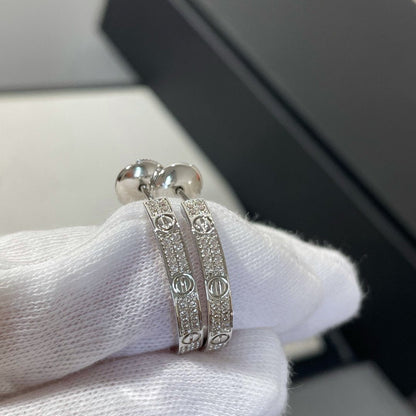 [Liorra]LOVE DIAMOND SILVER HOOP EARRINGS