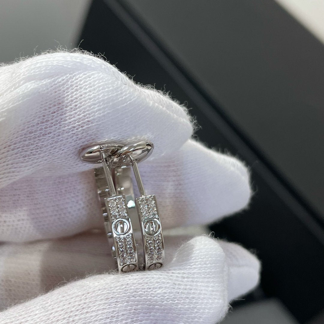 [Liorra]LOVE DIAMOND SILVER HOOP EARRINGS