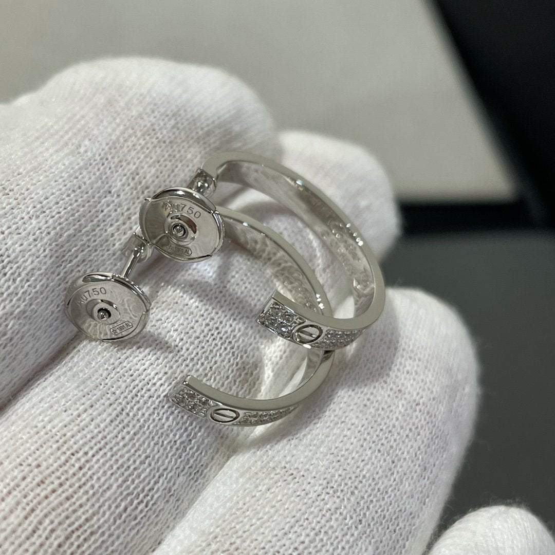 [Liorra]LOVE DIAMOND SILVER HOOP EARRINGS