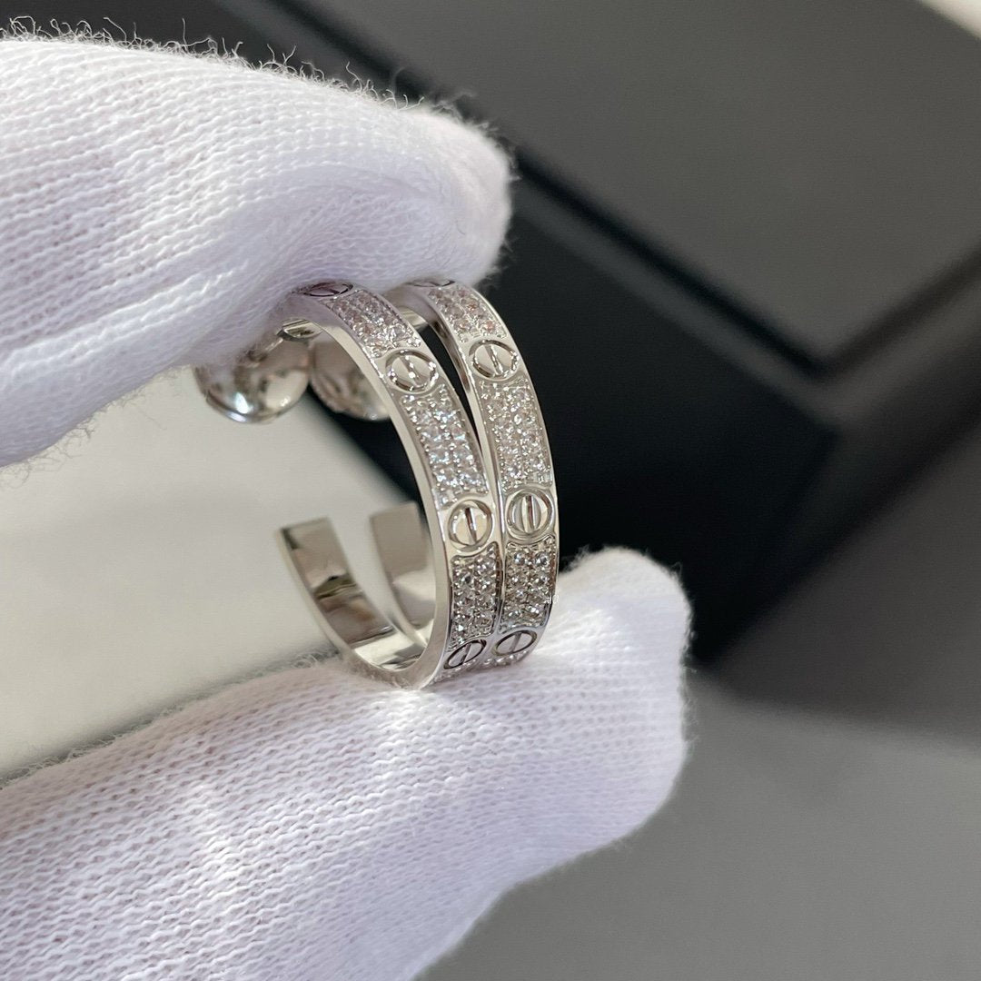 [Liorra]LOVE DIAMOND SILVER HOOP EARRINGS