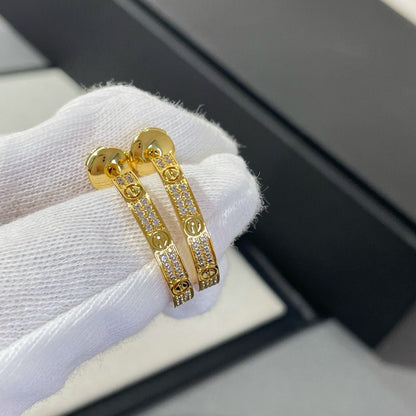 [Liorra]LOVE DIAMOND GOLD HOOP EARRINGS