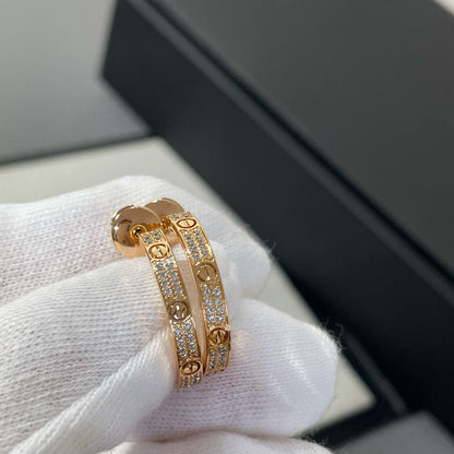 [Liorra]LOVE DIAMOND PINK GOLD HOOP EARRINGS